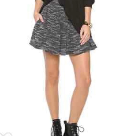 Free People Holly Go Lightly Black and white tweed pull on mini skirt size XS - Picture 2 of 11